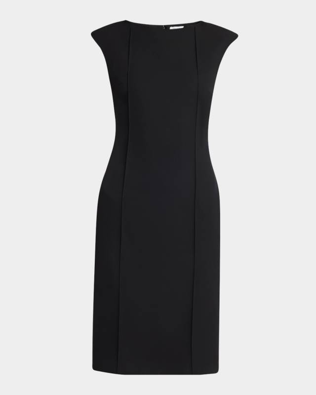 Pintuck Sleeveless Crepe Day Dress